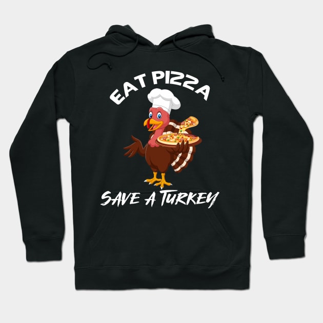Turkey Eat Pizza Funny Thanksgiving Hoodie by Flipodesigner
